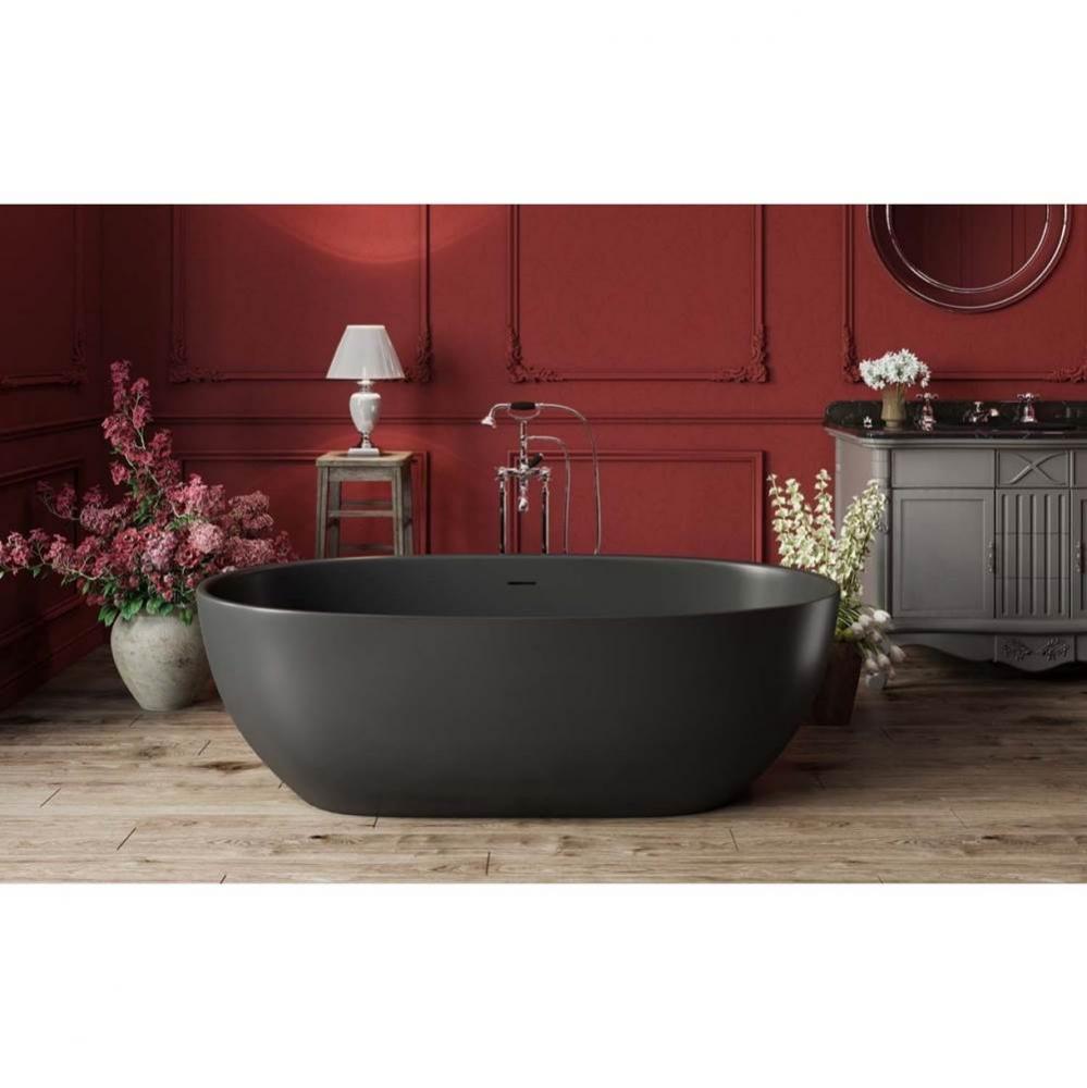 Aquatica Corelia-Black™ Freestanding Solid Surface Bathtub