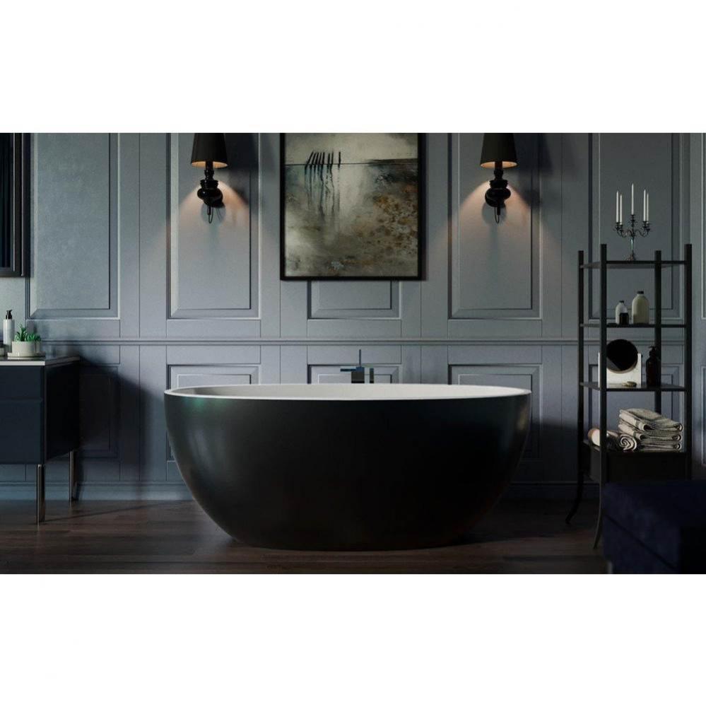 Aquatica Sensuality™ Mini-F-Blck-Wht Freestanding Solid Surface Bathtub