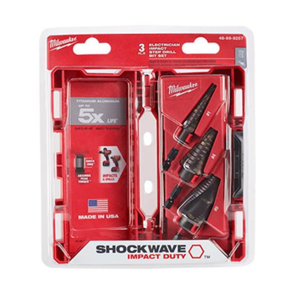 Shockwave Impact Duty Step Bit Electrician Set (No.1, No.4, No.9)