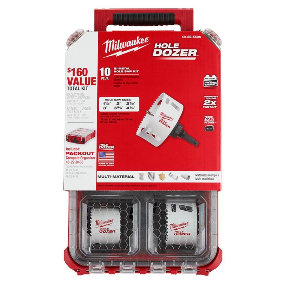 10 Pc. Hole Dozer(Tm) Hole Saw Kit W/ Packout(Tm) Compact Organizer