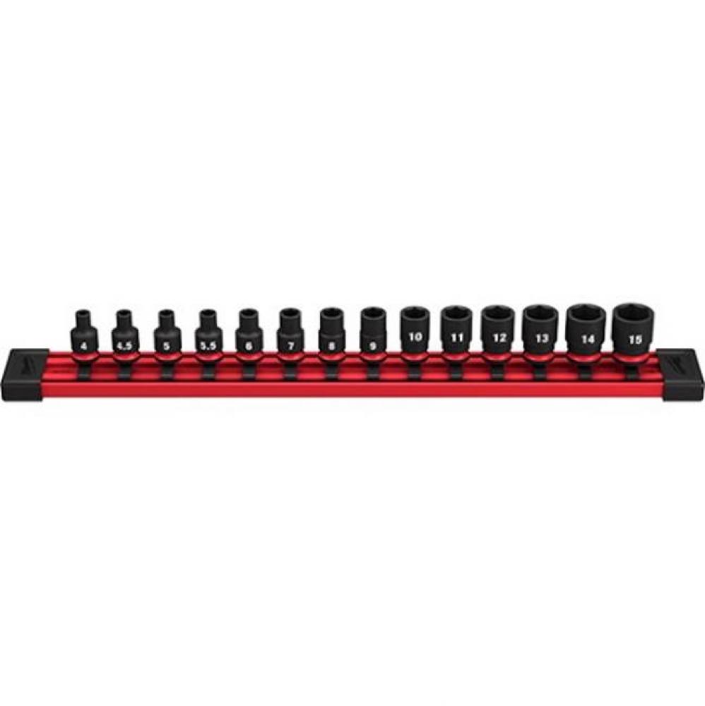 14Pc Shockwave Impact Duty Metric Standard 6 Point Socket Set