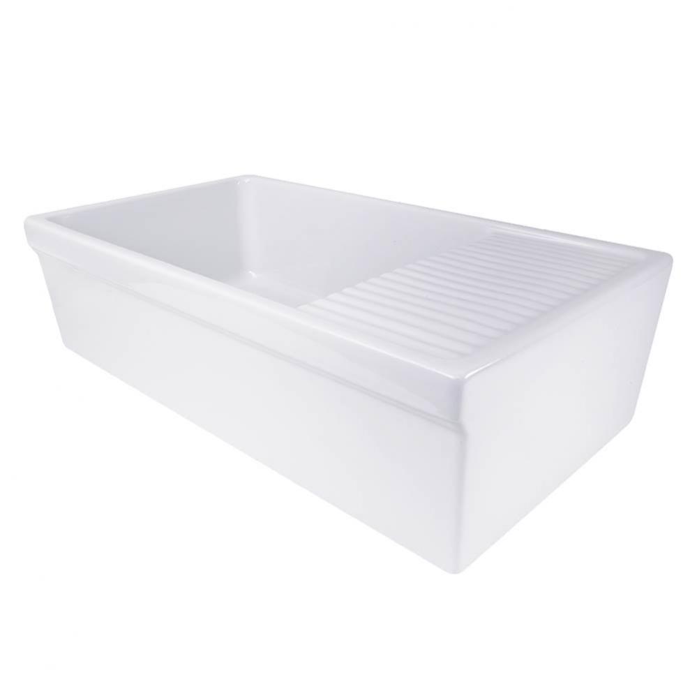 36 Inch Italian Farmhouse Fireclay Sink with Built-In Drainboard