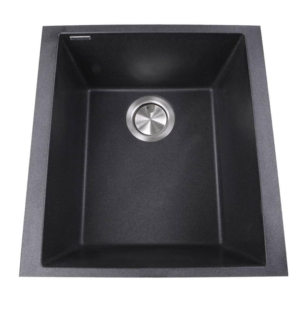 17'' Single Bowl Undermount Granite Composite Bar-Prep Sink Black