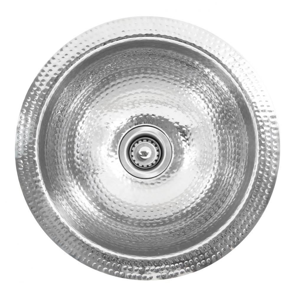 13 Inch Hand Hammered Stainless Steel Round Bar Sink