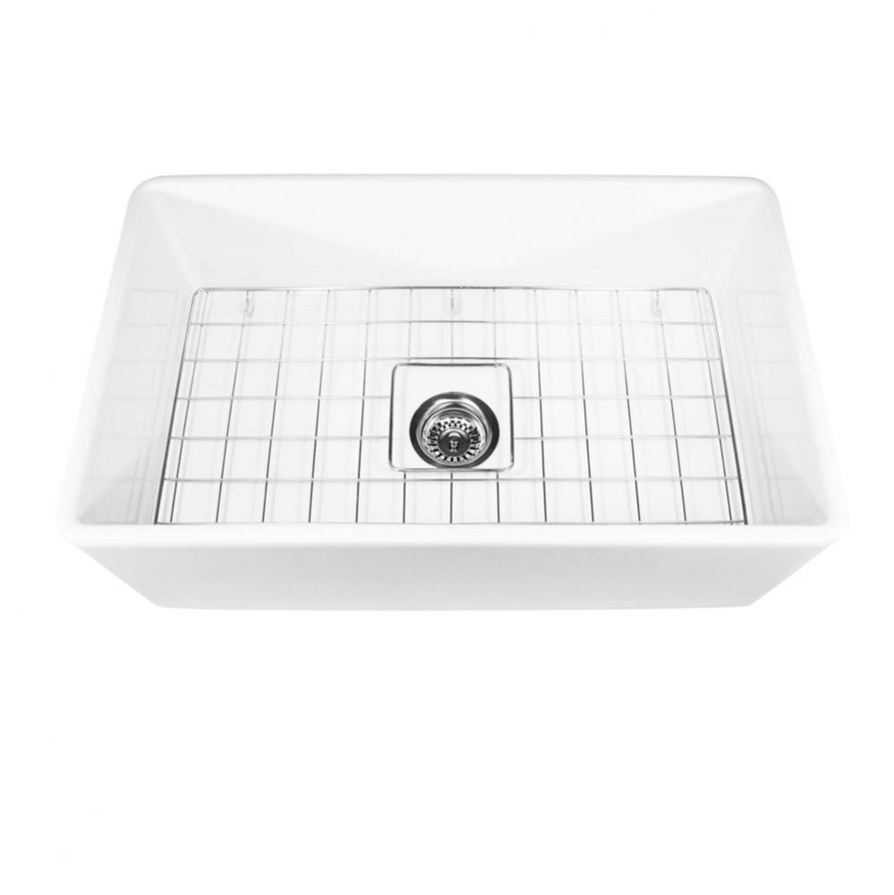 30 Inch White  Fireclay Farmhouse Kitchen Sink T-FCFS30