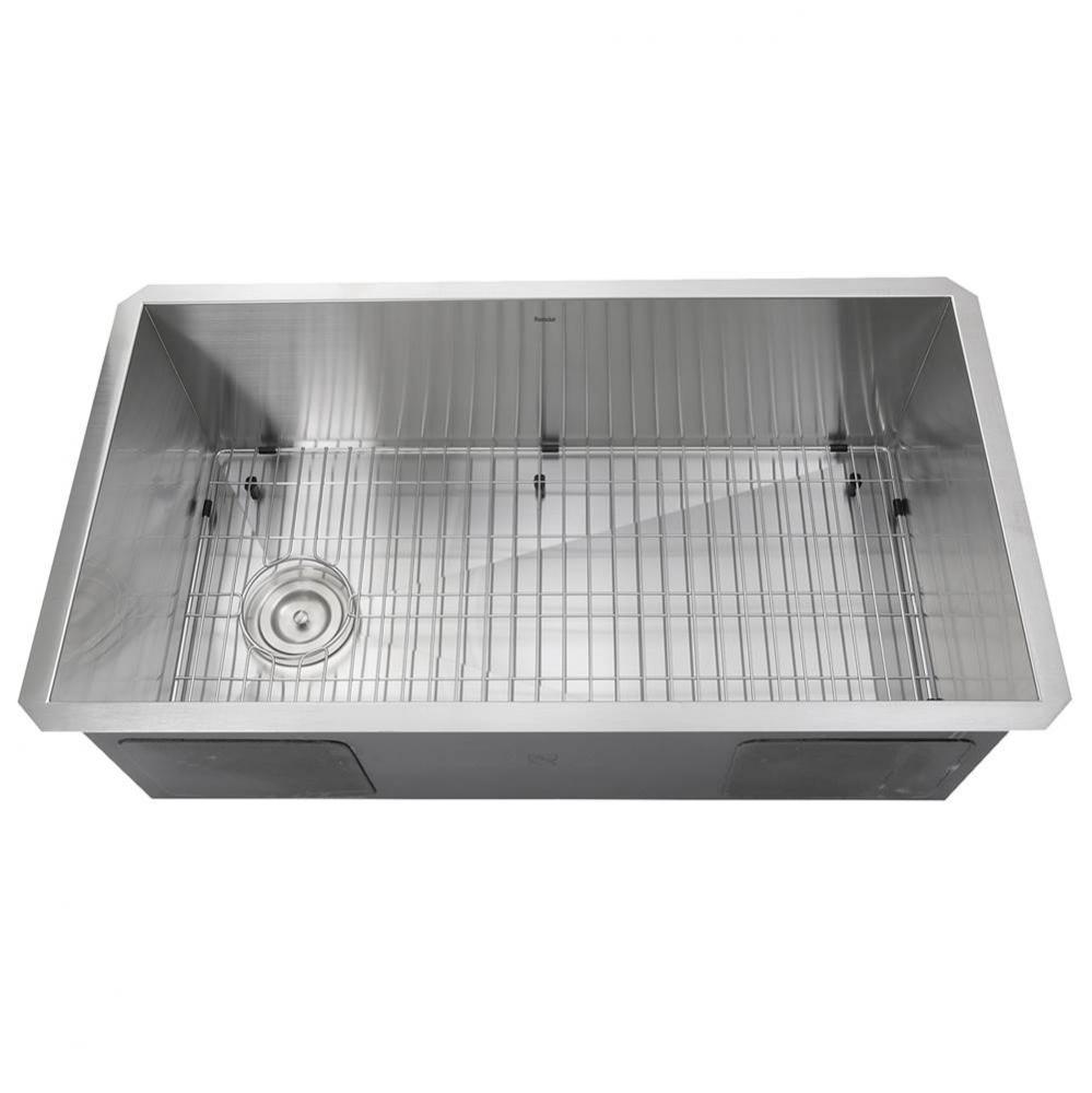 32 Inch Pro Series Large Rectangle Single Bowl Undermount Small Radius Stainless Steel Kitchen Sin