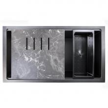 Nantucket Sinks PR3419-NBL-UM - Plymouth Collection Granite Composite Workstation Sink In Matte Black