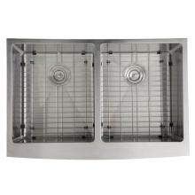 Nantucket Sinks APRON332210-DBL-SR - 33 Inch Double Bowl Farmhouse Apron Front Stainless Steel Kitchen Sink