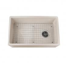 Nantucket Sinks FCFS30B - 30 Inch Bisque Fireclay Farmhouse Kitchen Sink Offset Drain FCFS30B with Grid