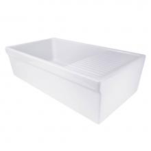 Nantucket Sinks FCFS36-DB - 36 Inch Italian Farmhouse Fireclay Sink with Built-In Drainboard