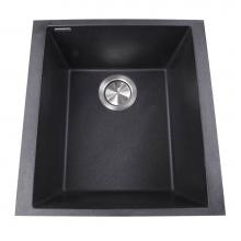 Nantucket Sinks PR1716-BL - 17'' Single Bowl Undermount Granite Composite Bar-Prep Sink Black