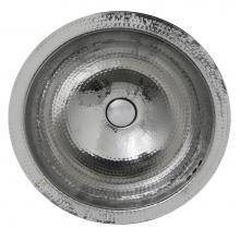 Nantucket Sinks RLS-OF - 16.875 Inch Hand Hammered Stainless Steel Round Undermount Bathroom Sink With Overflow