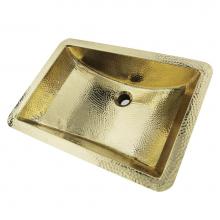 Nantucket Sinks TRB-1914-OF - 21 Inch Hand Hammered Brass Rectangle Undermount Bathroom Sink with Overflow