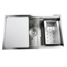 Nantucket Sinks ZR-PS-3018-16 - 30 Inch Pro Series Single Bowl Undermount Prep Station