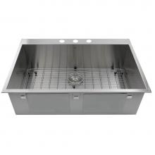 Nantucket Sinks ZR3322-16 - 33 Inch Large Rectangle Single Bowl Self Rimming Zero Radius Stainless Steel Drop In Kitchen Sink,