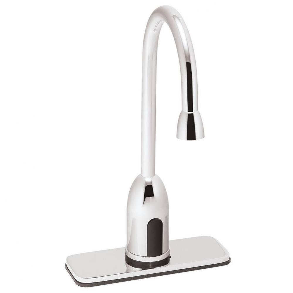 SensorFlo Gooseneck S-9111-CA-E Battery Powered Sensor Faucet with 4'' Deck Plate and Un