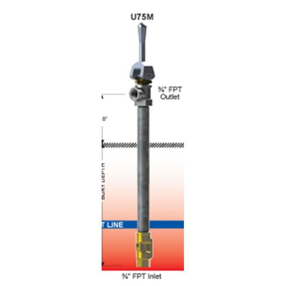 U75M Utility Hydrant - 3/4in Inlet 4 Feet