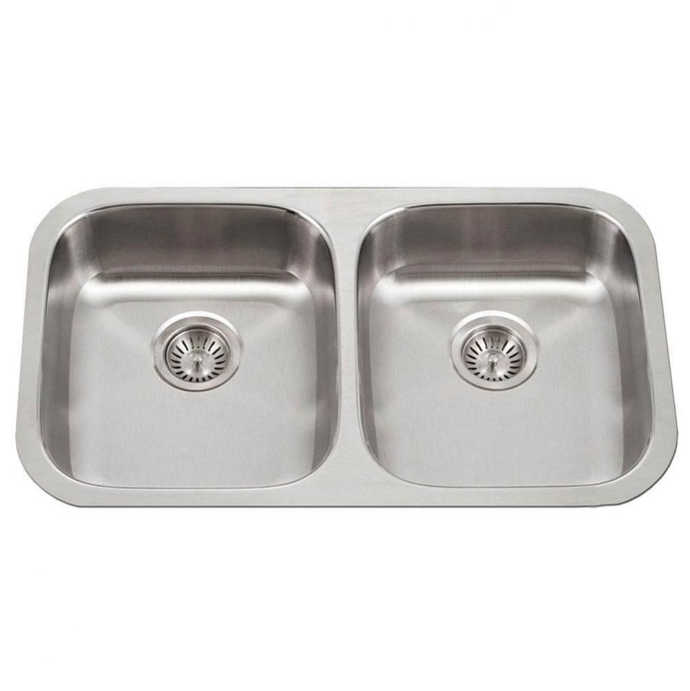 Classic 32'' ADA Undermount 50/50 Double Bowl Stainless Steel Sink, 5-1/2'' De