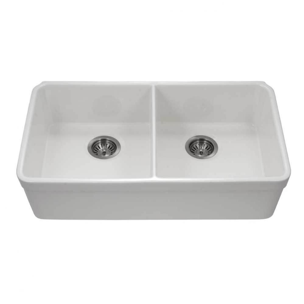 Chelsea 33'' Undermount Fireclay Double Bowl Kitchen Sink, White