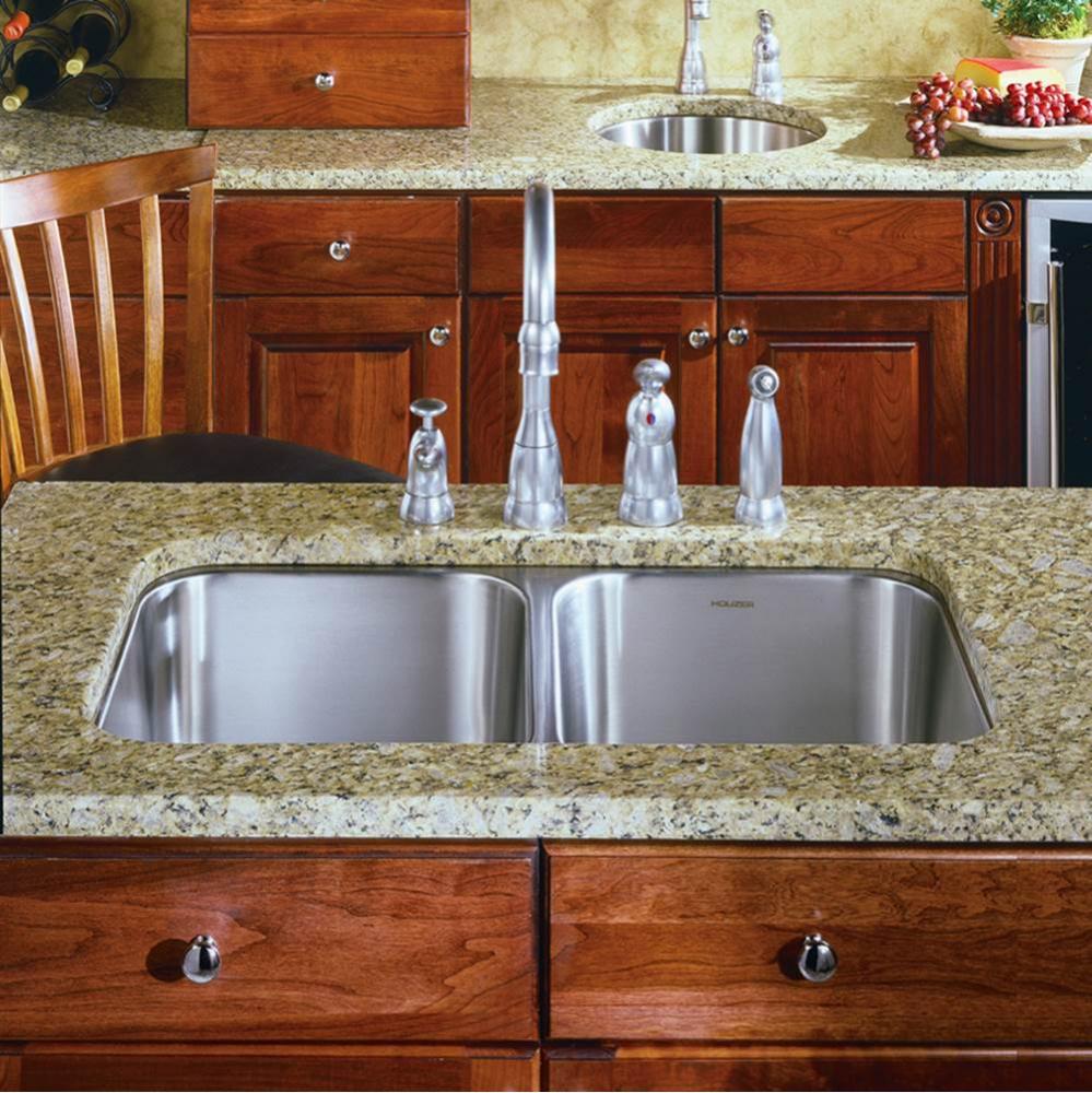 Classic 32'' Undermount Stainless Steel 50/50 Double Bowl Kitchen Sink, Bulk Pack