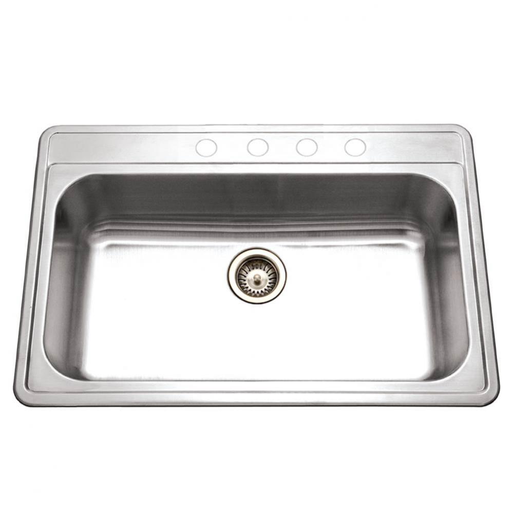 Edition 33'' Topmount Stainless Steel 4-Hole Large Single Bowl Kitchen Sink