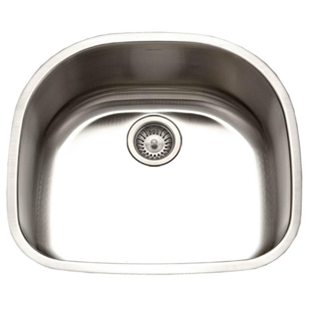 Enterprise 24'' Undermount Stainless Steel Single D Bowl Kitchen Sink, 18 Gauge, Bulk Pa