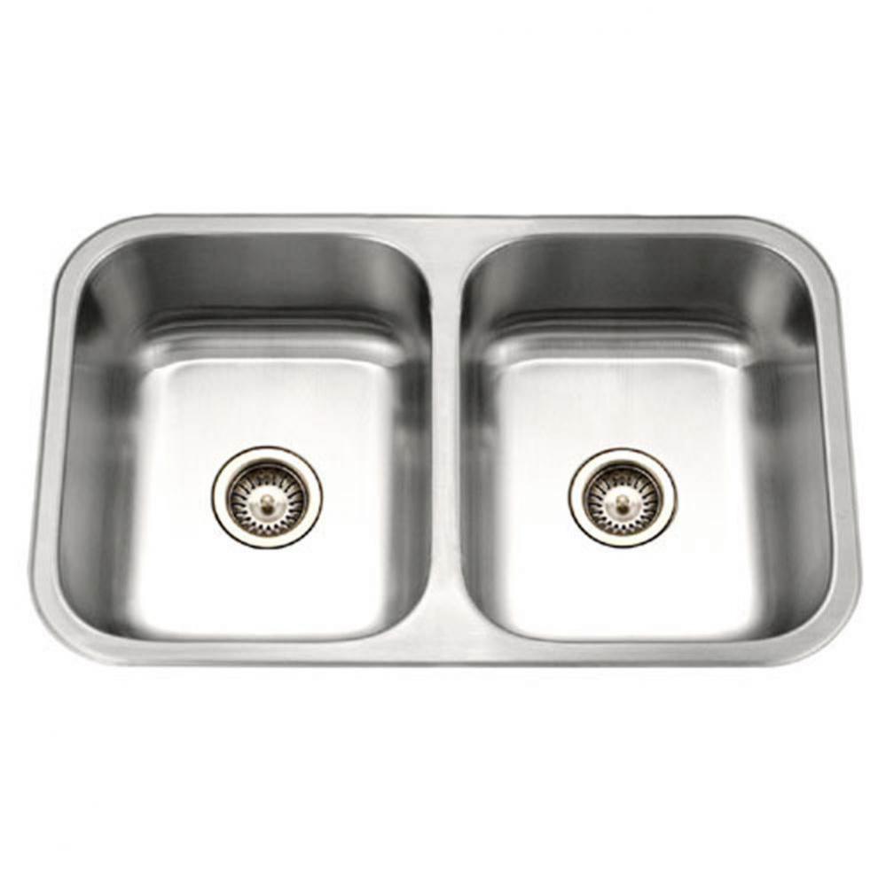 Gourmet 32'' Undermount Stainless Steel 50/50 Double Bowl Kitchen Sink, Bulk Pack