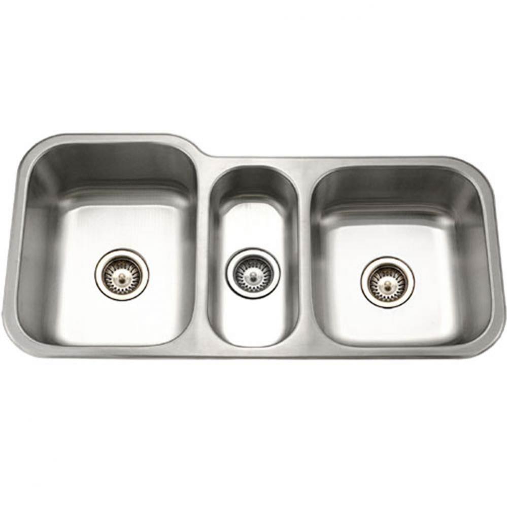 Gourmet 40'' Undermount Stainless Steel Triple Bowl Kitchen Sink, Bulk Pack