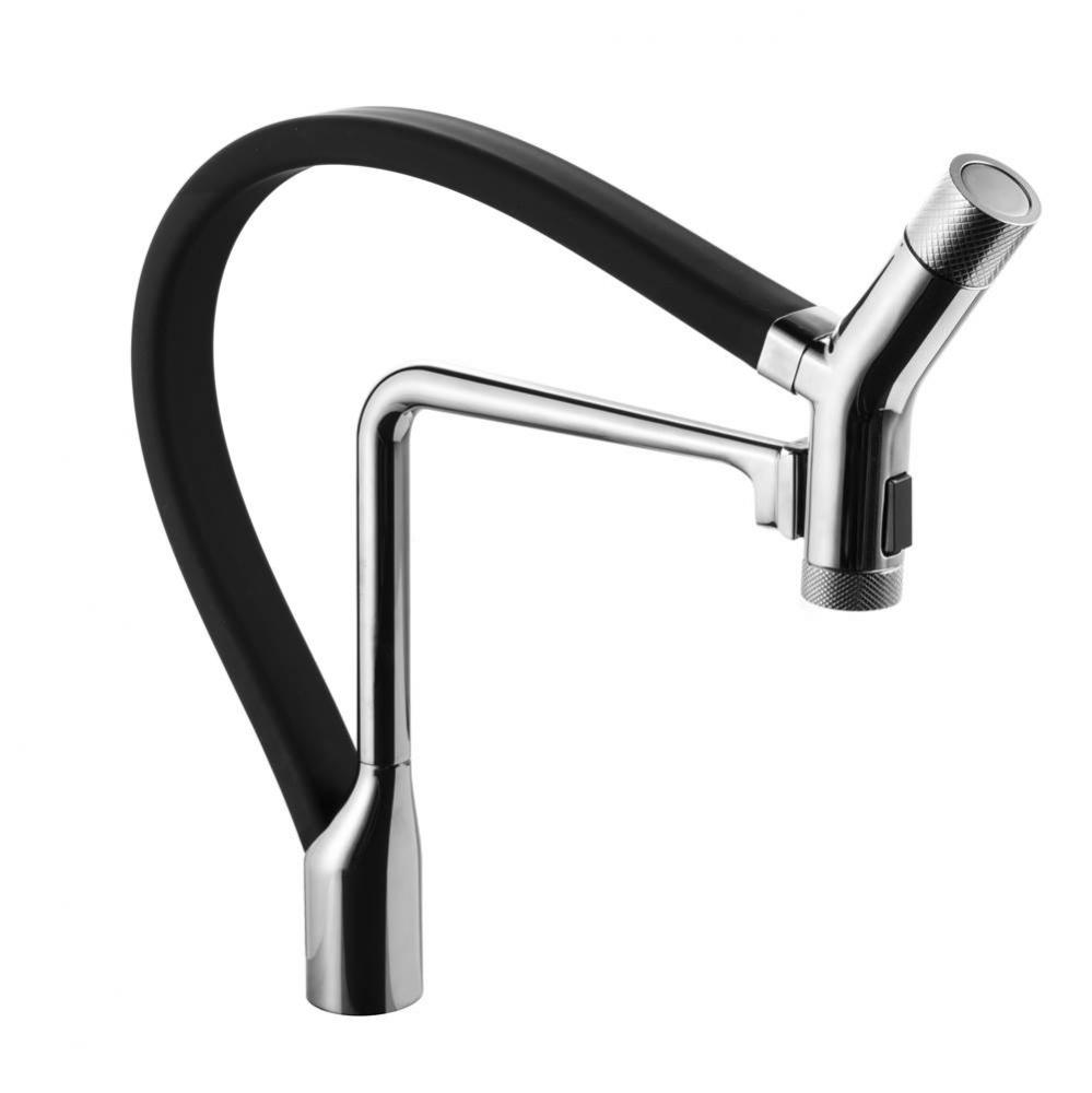 Dual Function Hand Held Pull Off Kitchen Faucet in Polished Chrome with Black Hose