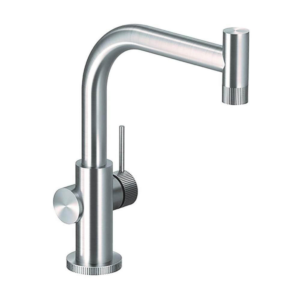 Knob Contemporary Bar Faucet in Brushed Stainless Steel