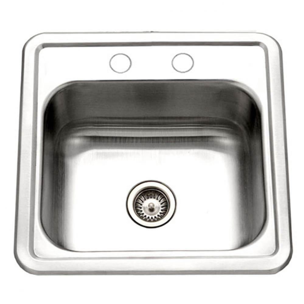 Hotel 15'' Topmount Stainless Steel 2-Holes Bar/Prep Sink, Bulk Pack