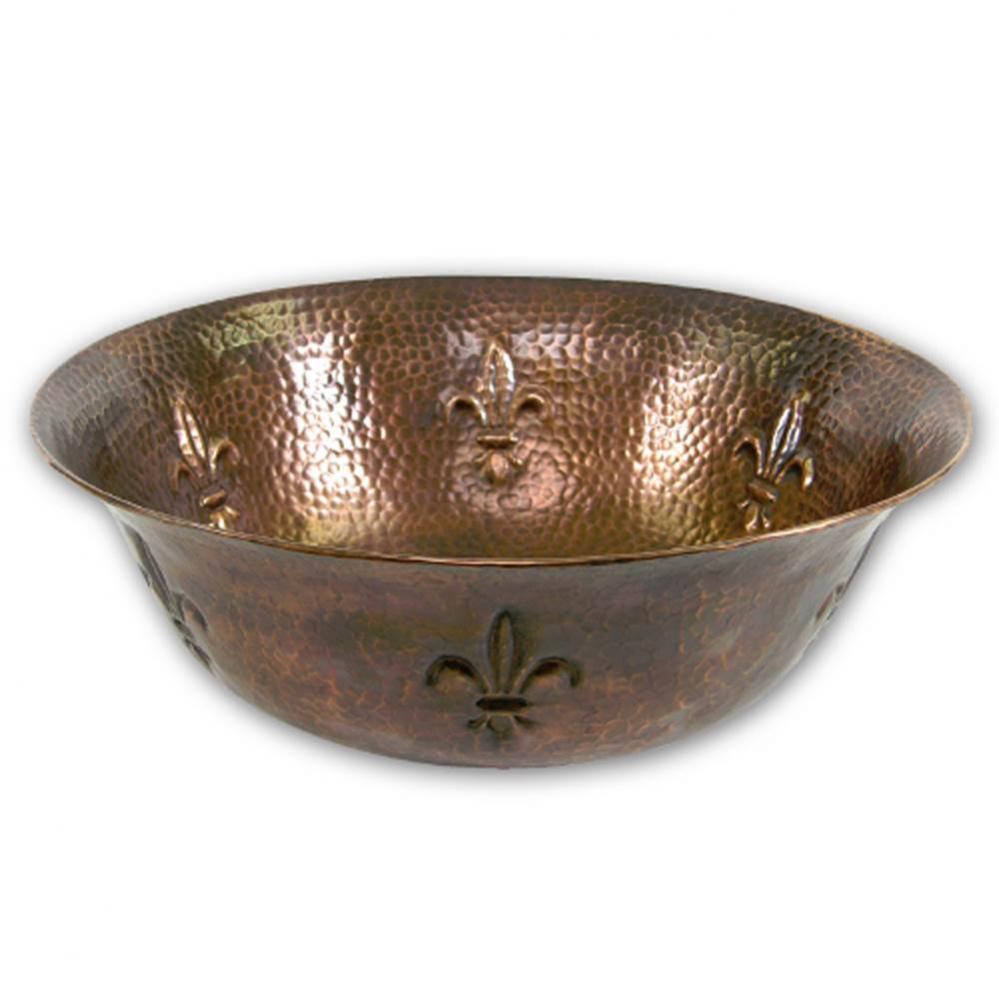 Undermount Copper Single Bowl Lavatory Vessel Sink, Antique Copper