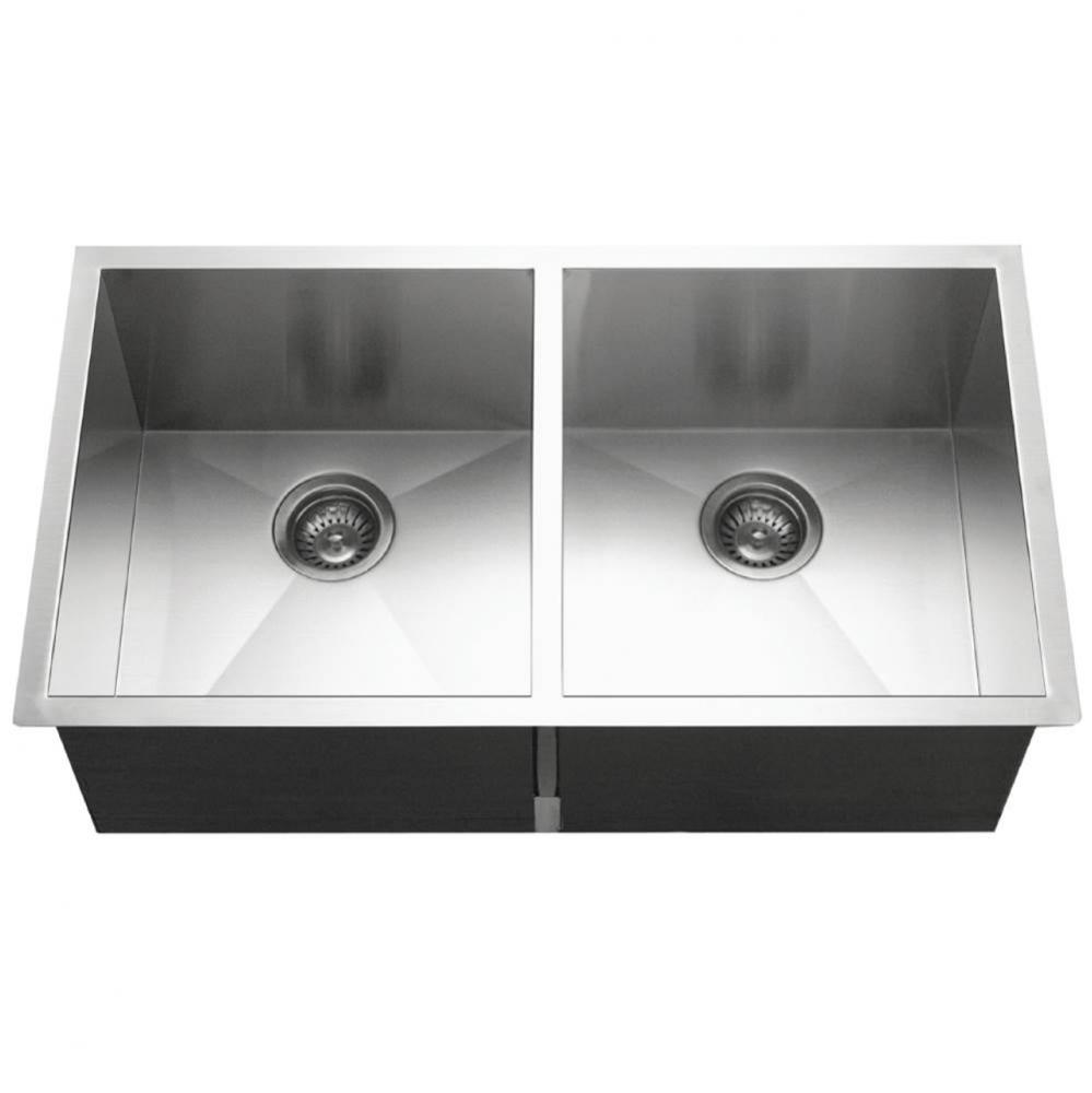 Prizm 33'' ADA Zero Radius Undermount Stainless Steel Sink, 6'' Depth