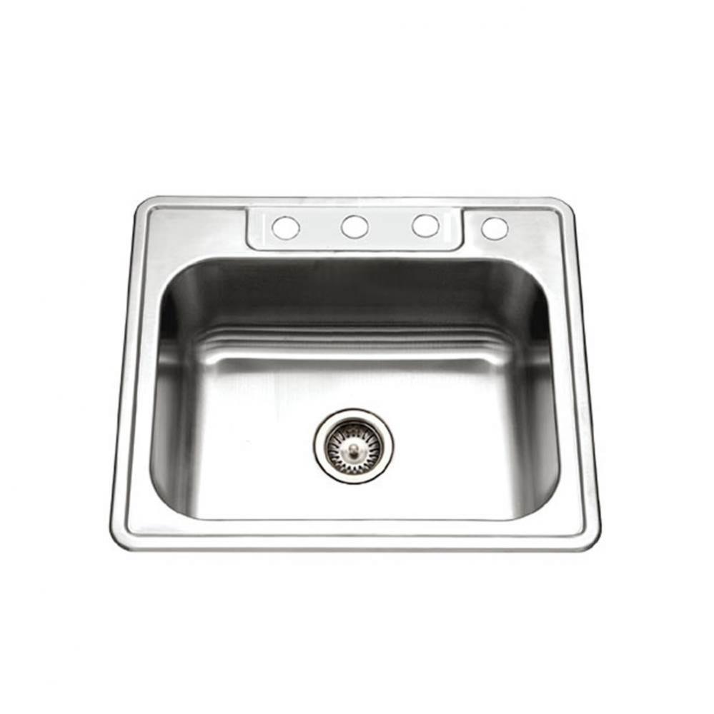 Revive 25'' Topmount Stainless Steel 3-hole Single Bowl Kitchen Sink, 9'' Dept