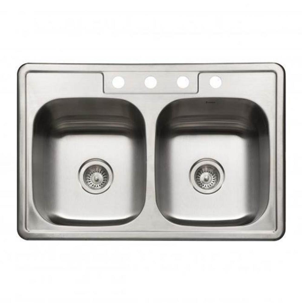 Revive 33'' ADA Topmount Stainless Steel 3-hole Single Bowl Kitchen Sink, 6''