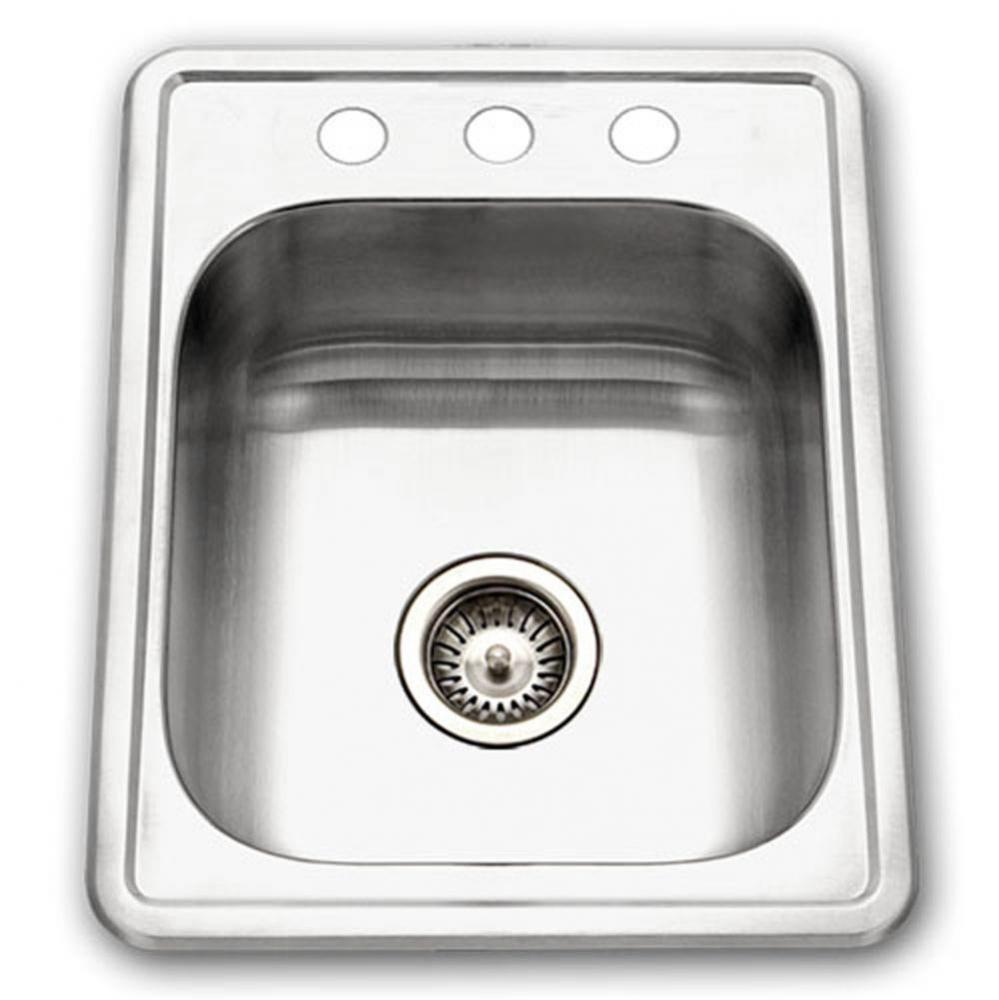 Revive 17'' ADA Topmount Stainless Steel 3-hole Sink, 5'' Depth