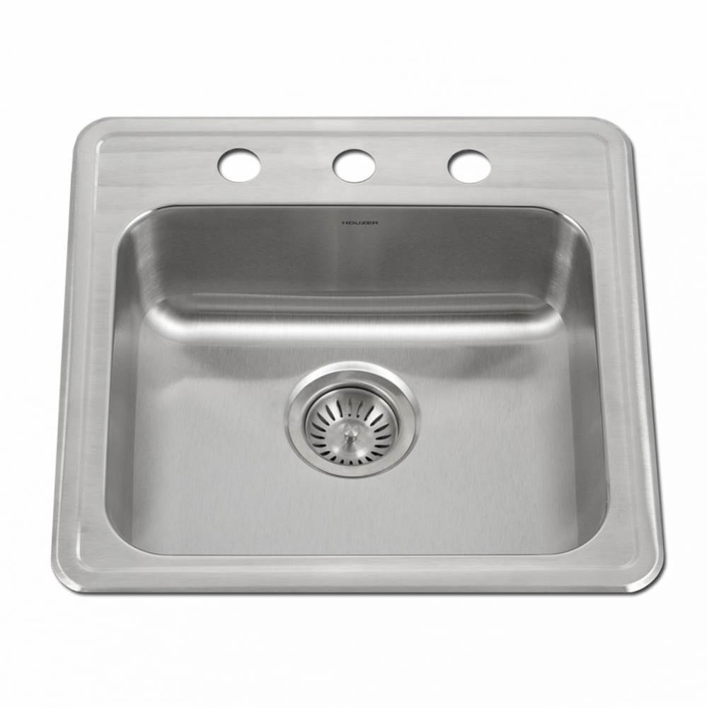 Revive 19'' ADA Topmount Stainless Steel 3-hole Sink, 5'' Depth, Bulk Pack