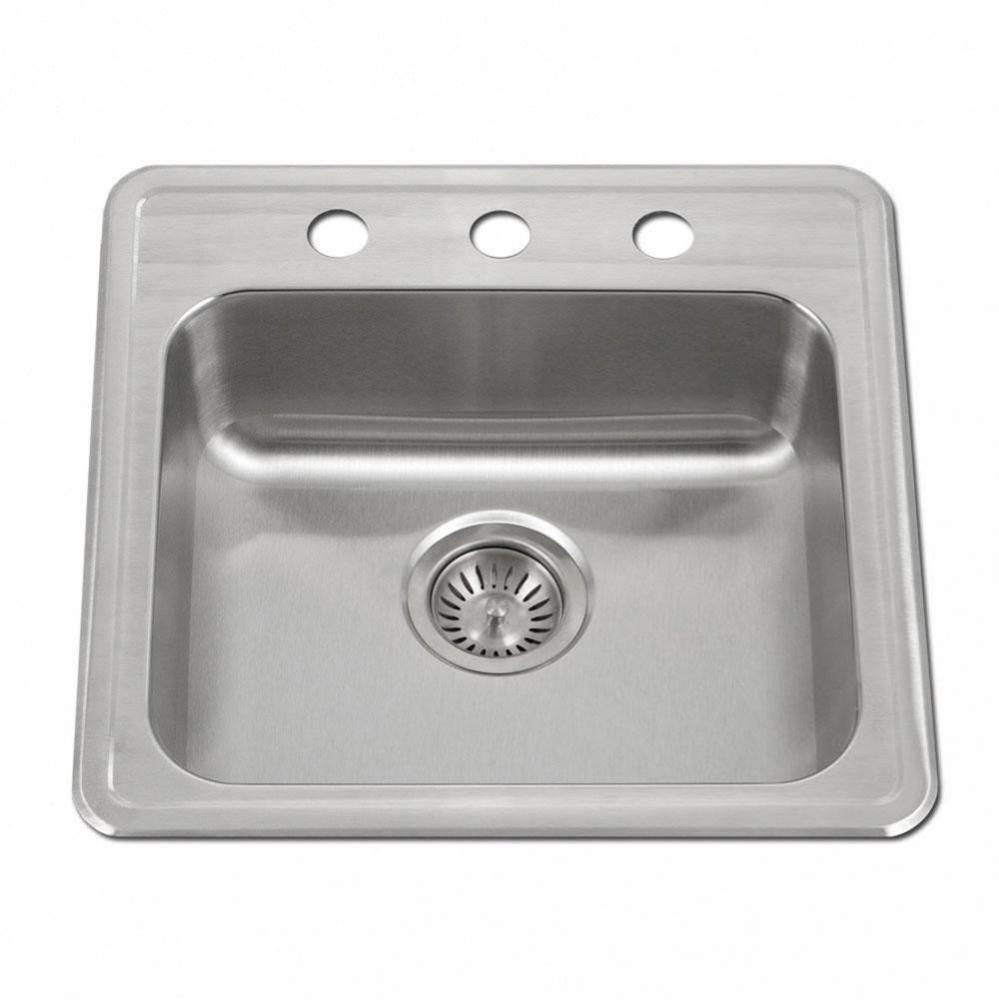 Revive 19'' ADA Topmount Stainless Steel 3-hole Sink, 5-1/2'' Depth