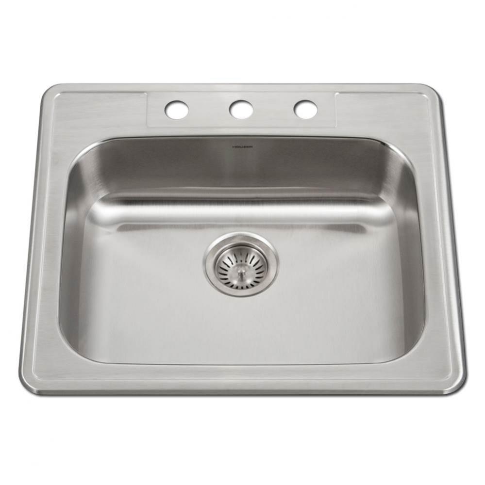 Revive 25'' ADA Topmount Stainless Steel 3-hole Sink, 6'' Depth