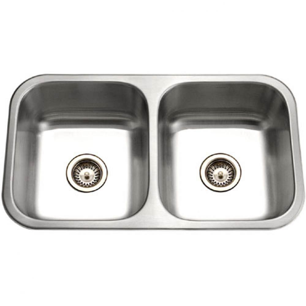 Vitality 32'' Undermount Stainless Steel 50/50 Double Bowl Kitchen Sink, Bulk Pack