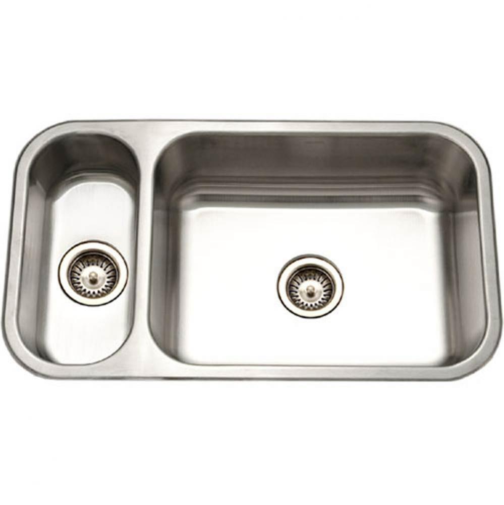 Vitality 32'' Undermount Stainless Steel 20/80 Double Bowl Kitchen Sink, Bulk Pack