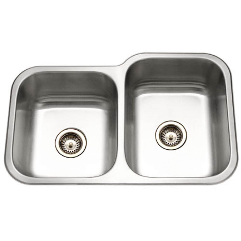 Vitality 32'' Undermount Stainless Steel 40/60 Double Bowl Kitchen Sink, Small bowl left