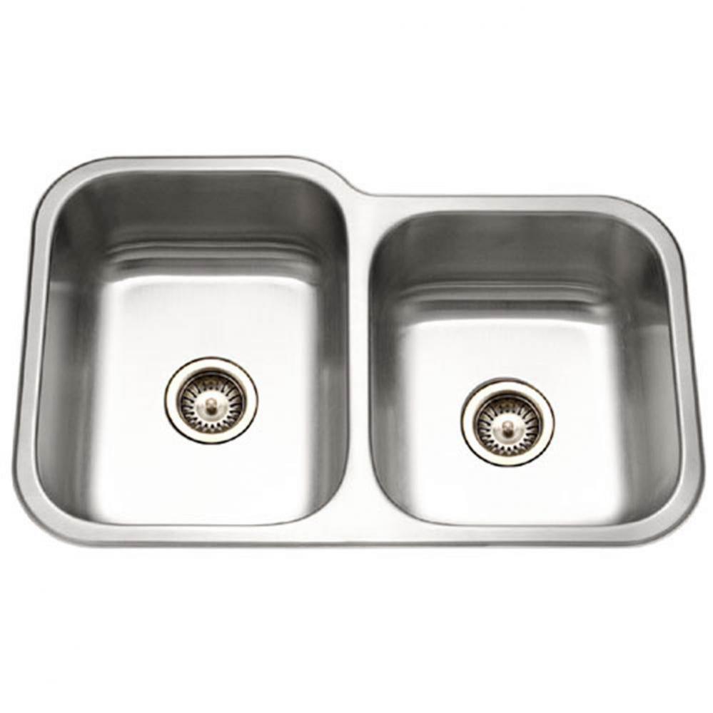 Vitality 32'' Undermount Stainless Steel 60/40 Double Bowl Kitchen Sink, Small bowl Righ