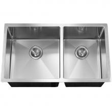 Hamat AXI-3218D - Axiom 32'' 10mm Radius Undermount 60/40 Double Bowl Kitchen Sink