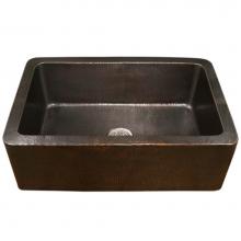 Hamat BRE-3322SA-AC - Apron Front Farmhouse Copper Large Single Bowl Kitchen Sink, Antique Copper