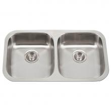 Hamat CADA-3218DU-5-20 - Classic 32'' ADA Undermount 50/50 Double Bowl Stainless Steel Sink, 5'' Depth,