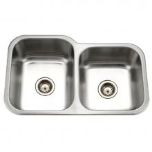 Hamat CLA-3221DR-20 - Classic 32'' Undermount Stainless Steel 60/40 Double Bowl Kitchen Sink, Small Bowl Right