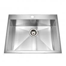 Hamat CON-2522ST - Contrive 25'' Zero Radius Topmount Stainless Steel 1-Hole Single Bowl Kitchen Sink