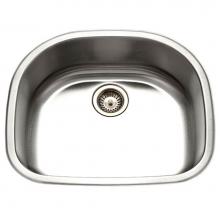 Hamat DES-2421S-20 - Designer 24'' Undermount Stainless Steel Single D Bowl Kitchen Sink, Bulk Pack