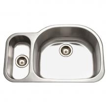 Hamat DES-3221DL-20 - Designer 32'' Undermount Stainless Steel 20/80 Double Bowl Kitchen Sink, Small Bowl Left